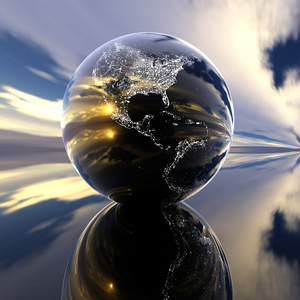 背景反射的地球模型图片