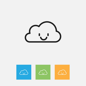 微笑云轮廓上的空气符号的矢量插图。中平款式新潮的保费质量孤立快乐阴的元素