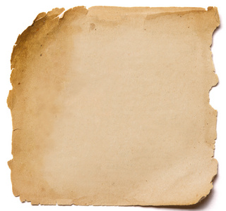 旧纸张 grunge 纹理，孤立的白色背景上的空黄色网页