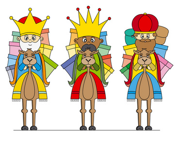 在骆驼上的三个国王