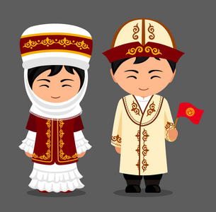 女孩在驻地在民族服饰的柯尔克孜族照片