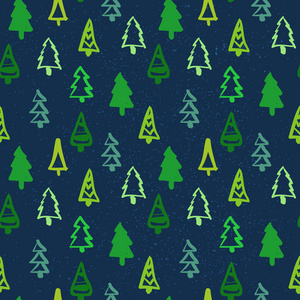 圣诞无缝模式松树树冬天假日装饰包装纸背景概念