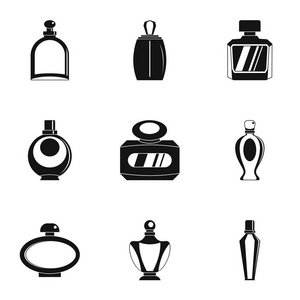 香水瓶产品图标集，简单的样式