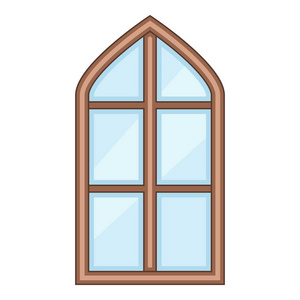 塔窗口框架图标，卡通风格