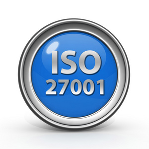 Iso 27001 白色背景上的圆形图标