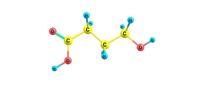 羟基丁酸酸分子结构上白色孤立