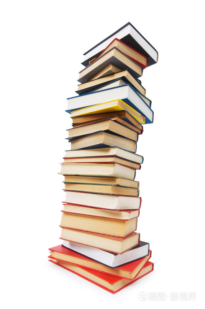 在白色上孤立的一叠书