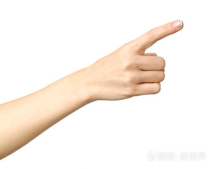 女人的手,指着孤立