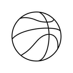 孤立的黑色和白色篮球球轮廓矢量图标
