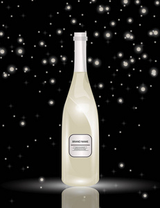 白色葡萄酒瓶上的闪闪发光的背景，为您设计
