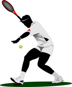 网球运动员。矢量插画