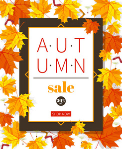 叶秋出售老式矢量字体海报与秋天的色彩