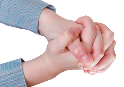 握紧的双手视图上方的手势照片