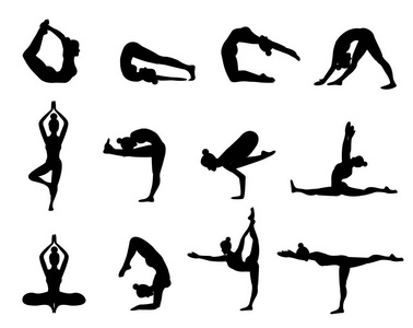 支撑剪影瑜伽姿势剪影照片