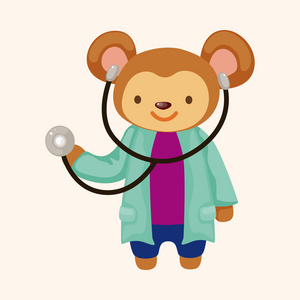 护士主题元素动物猴子医生卡通主题元素照片