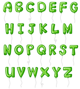 在字母形状的绿色气球图片