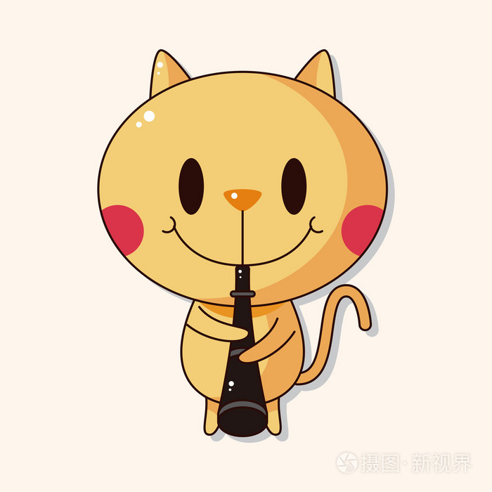 动物猫玩乐器卡通主题元素插画-正版商用图片00im4z-摄图新视界