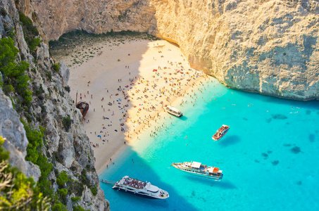 navagio 海滩上希腊扎金索斯岛