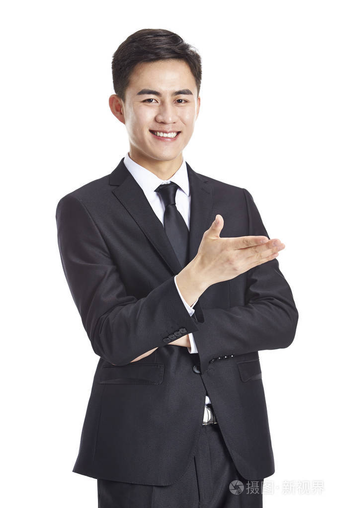 亚洲商人打手势的邀请