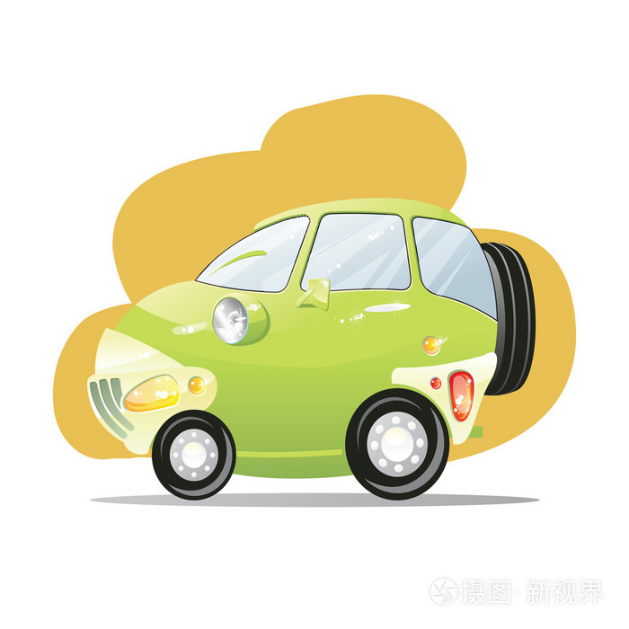 用车灯在卡通风格,可爱的车