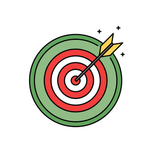 靶心复古的小圆圈图标 成功与目标实现概念飞镖