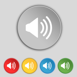 扬声器音量标志图标.声音的符号.设置颜色按钮.矢量照片