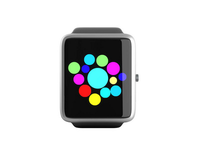 数字智能手表或时钟图标 3d 渲染上白色无 sh