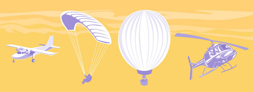 飞机气球降落伞图片