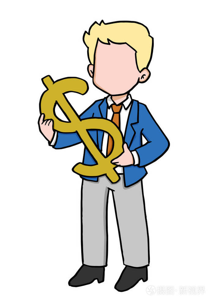 卡通illstration的商人和美元符号