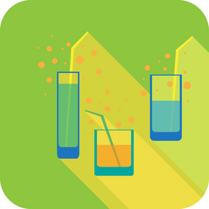 三杯鸡尾酒平设计程式化的矢量方饮料图标