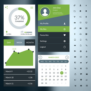 平面设计 Ui 元素为网站和移动应用程序集