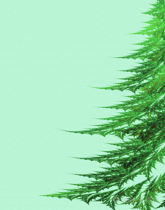 绿色背景上的毛皮树