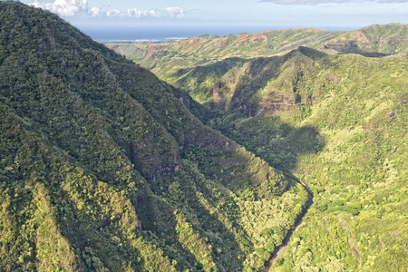 考艾岛夏威夷岛山鸟瞰图