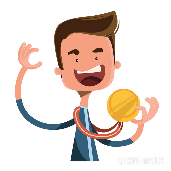 金牌喜悦赢家矢量图卡通人物