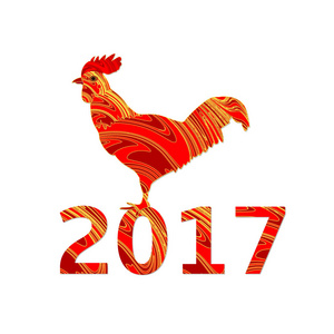 中国新年矢量卡彩色公鸡与文本 2017