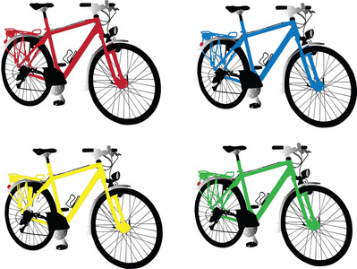 不同颜色的自行车