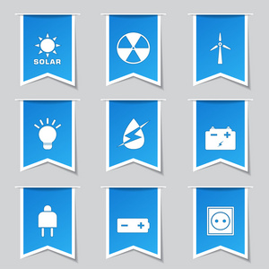 能源的标志和符号图标集可再生储能概念现代光伏模块化电池储能系统和