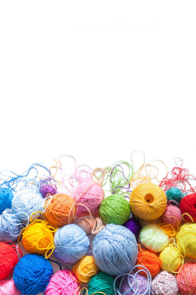 彩色毛线团查看从上面彩虹的颜色所有科洛