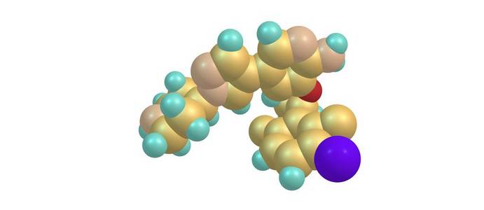 Crizotinib 分子结构上白色孤立