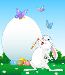 绘画的复活节彩蛋复活节兔子