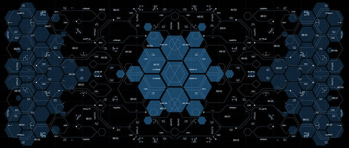 背景与未来的用户界面。设计概念与 Hud 元素