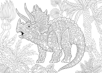 三角恐龙涂鸦图片-三角恐龙涂鸦素材-三角恐龙涂鸦插画-摄图新视界