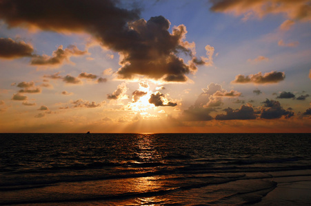 在墨西哥海湾的日落