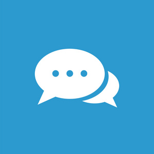 聊天图标,在蓝色背景上的白色照片