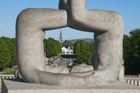 奥斯陆公园的雕塑细节