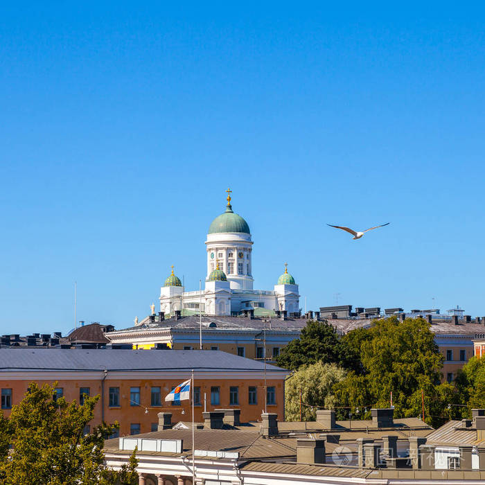 著名的赫尔辛基大教堂的美景