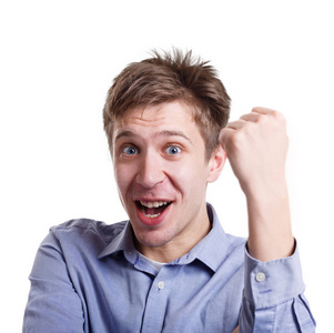 成功,兴奋男人快乐的面部表情照片