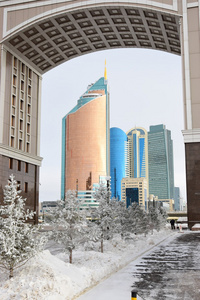 现代建筑在哈萨克斯坦首都阿斯塔纳