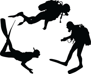 潜水者剪影收集照片