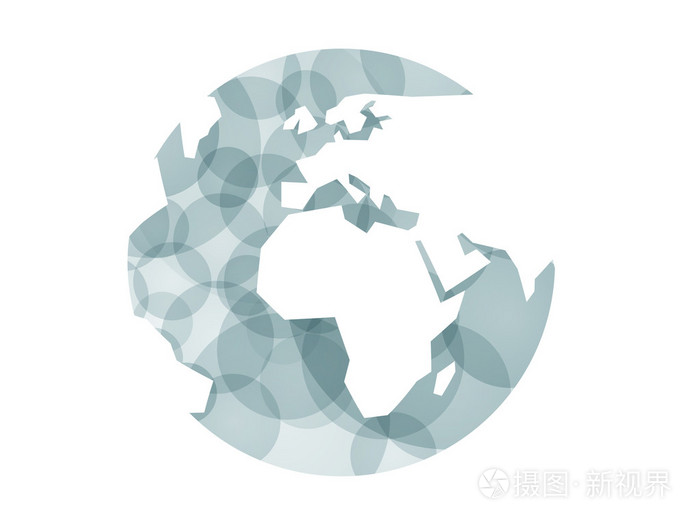 丰富多彩的几何抽象地球地球球体矢量图形模板概念插画浅白色背景上